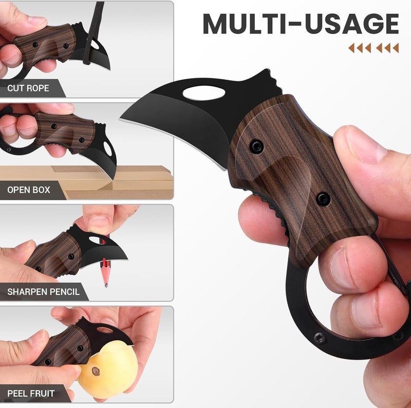 FUNBRO Small Pocket Knife for Men, Cool Box Cutter with 1.34 inch Sharp Blade, EDC Knives Tool for Everyday Carry (Wood Grain) - Image 4